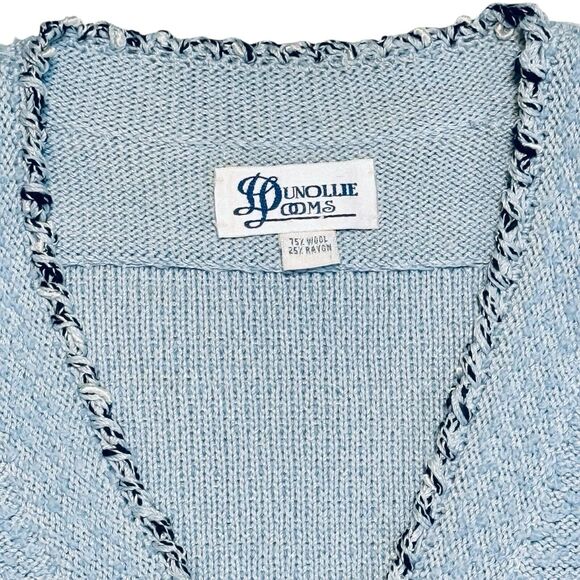 Vintage Dunollie Looms Elegant Blue Cardigan Silver Buttons Granny Sz Medium - Picture 3 of 7